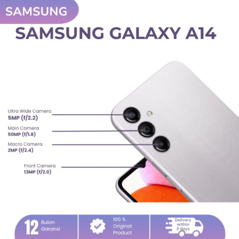 [สต๊อกพร้อมส่ง] Samsung Galaxy A14  (6/128GB) 6.6 นิ้วหน้าจอขนาดใหญ่  แบตเตอรี่ 5000 mAh 1 ปีฟรีอุปกรณ์เสริมครบชุดแบ Image2