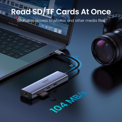 Ugreen อะแดปเตอร์ฮับ USB 4K 60Hz USB C เป็น HDMI 2.0 RJ45 USB 3.0 PD อุปกรณ์เสริม สําหรับ iPad Air 5 4 iPad Mini 6 Macbook Air iPad Pro M1 PC Image4