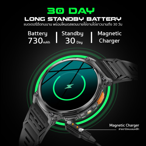 AXON Mega Smart Watch นาฬิกาเพื่อสุขภาพ Smartwatch จอใหญ่สุด IPS 1.85" โทรได้ วัดชีพจร SpO2 ประกัน 2 ปี Image5