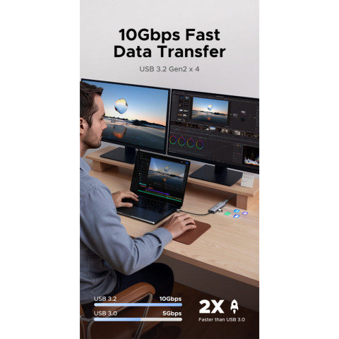 UGREEN อะแดปเตอร์ USB HUB 6-in-1 USB-C to DP 4K60Hz USB-Ax2 USB-Cx2 PD 100W รุ่น 75586 Image5