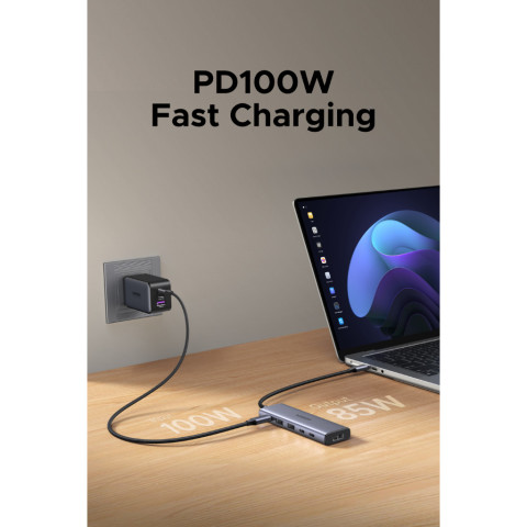 UGREEN อะแดปเตอร์ USB HUB 6-in-1 USB-C to DP 4K60Hz USB-Ax2 USB-Cx2 PD 100W รุ่น 75586 Image3