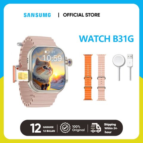 [รองรับการโทรวิดีโอ] Sansumg  B31Ultra รองรับซิมการ์ด 4G/5G สมาร์ทวอทช์ กล้องหมุนได้ 360° GPS NFC หน้าจอสัมผัสเต็มรูปแบบ ตอบกลับข้อความ เวอร์ชันเซลลูล่าร์ RAM 4/64GB ในตัว Google Play Bisa Youtube WhatsApp TikTok รองรับฮอตสปอต นาฬิกาสำหรับผู้ชายและผู้หญิง Image1