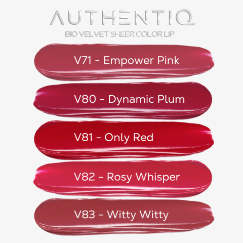 BSC AUTHENTIQ BIO VELVET SHEER LIP ลิปสติกเนื้อเชียร์ สัมผัสเนียนนุ่มแบบกำมะหยี่ มอบความแวววาวให้เรียวปากสวยแบบมีออร่า เม็ดสีชัด ติดทนนาน เกลี่ยง่าย เนียนเรียบไปกับริมฝีปาก Image5