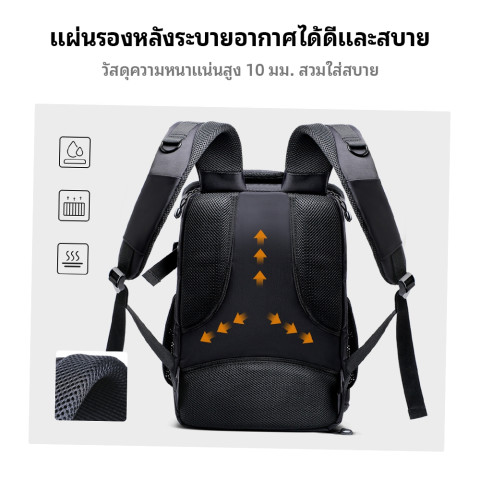 K&F CONCEPT กระเป๋าเป้สะพายหลังการถ่ายภาพ พับเก็บได้ ซิปด้านข้าง ซิปเปิดเต็ม 15.6นิ้ว กันน้ำ 25L Image5