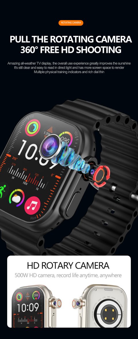 [รองรับการโทรวิดีโอ] Sansumg  B31Ultra รองรับซิมการ์ด 4G/5G สมาร์ทวอทช์ กล้องหมุนได้ 360° GPS NFC หน้าจอสัมผัสเต็มรูปแบบ ตอบกลับข้อความ เวอร์ชันเซลลูล่าร์ RAM 4/64GB ในตัว Google Play Bisa Youtube WhatsApp TikTok รองรับฮอตสปอต นาฬิกาสำหรับผู้ชายและผู้หญิง Image5