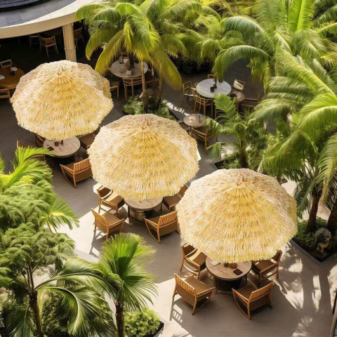 THAILUCKY ร่มฟางเทียม กันแดด กันฝน ขนาดใหญ่ ตกแต่งรีสอร์ท ตกแต่งคาเฟ่ วางริมทะเล Image3
