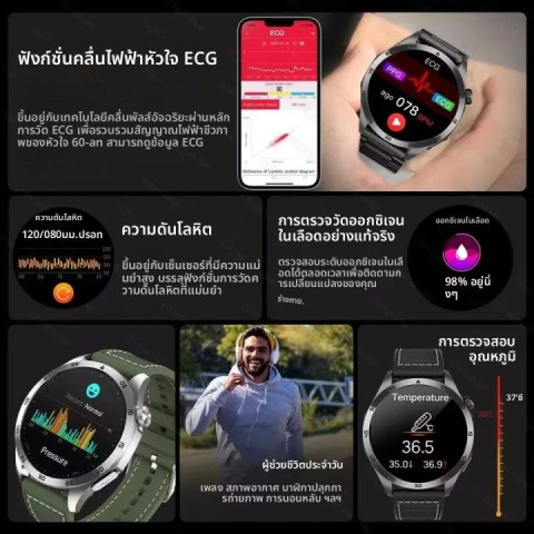 รุ่นยอดนิยม ET485 สมาร์ทนาฬิกา ECG และการตรวจสอบสุขภาพหลายมิติ บลูทู ธ โทรนาฬิกา IP68 กันน้ำยาวทนทานกีฬานาฬิกาสำหรับ Android iOS Image2