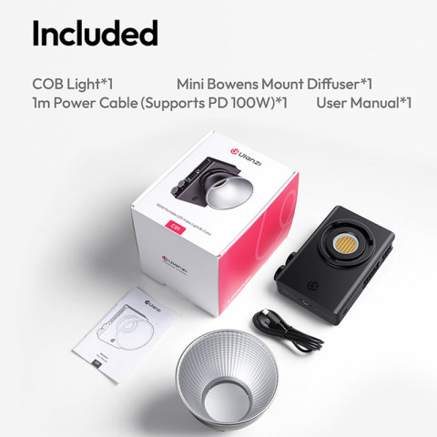 Ulanzi C01 Bi-Color COB Light ไฟสตูดิโอพกพา ไฟถ่ายภาพ วิดีโอ 100W พัดลมในตัว รองรับ PD3.0 ชาร์จเร็ว Image8