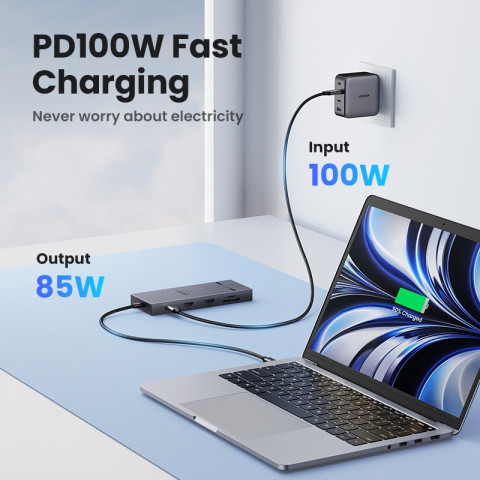 UGREEN 10Gbps Dual HDMI 7-in-1 HUB 4K @ 60hz ประเภท C ถึง HDMI USB3.2 Gen2 10Gbps 2xUSB-C 3.210Gbps 2xUSB-A 3.2 10Gbps PD100W HUB สําหรับ iPad Air M2 Pro 11 "MacBook 1 M3 Image7