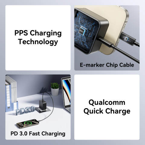 Acasis 100W GAN PD USB C อะแดปเตอร์แปลงไฟสําหรับแล็ปท็อปแท็บเล็ตโทรศัพท์สมาร์ทฟรี 1 เมตร USB-C สายไฟ Image3