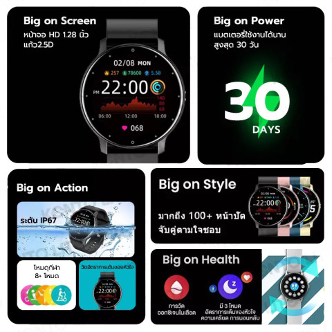 2025 OPPO ใหม่ล่าสุด ของแท้ สมาร์ทวอทช์ กันน้ำ ตรวจวัดอัตราการเต้นหัวใจทั้งวัน การโทรด้วย Bluetooth แบบเต็มหน้าจอเรืองแสงความละเอียดสูง smart watch นาฬิกาสมาร์ท รับประกัน 1 ปี Image2