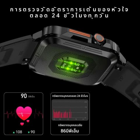 Senbono สมาร์ทวอชท์ทหารสำหรับผู้ชาย นาฬิกาอัจฉริยะโทรผ่านบลูทูธ1.95นิ้วสำหรับ Android iOS IP68กันน้ำนาฬิกาออกกำลังกาย Image2