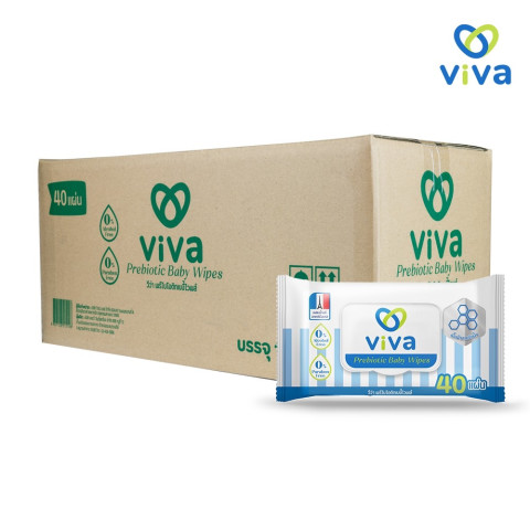 ViVa x Happy Sunday วีว่า Prebiotic Baby Wipes 40 แผ่น ยกลัง 1X36 ทิชชู่เปียก ผ้าเปียก สูตรพรีไบโอติกส์ Image1