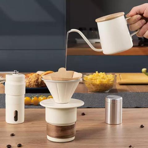 【HaoWoo Select】ชุดเครื่องชงกาแฟแบบดริป 6 ชิ้น อุปกรณ์ชงกาแฟสำหรับตั้งแคมป์กลางแจ้ง เครื่องบดมือพกพา Image3