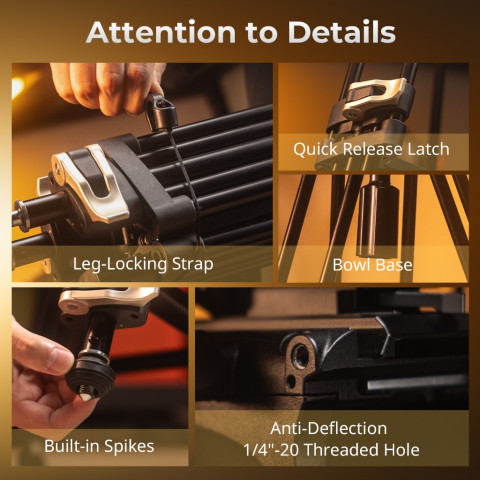 Smallrig Heavy-Duty Fluid Head ขาตั้งกล้องชุด AD-01S 4686 Image6