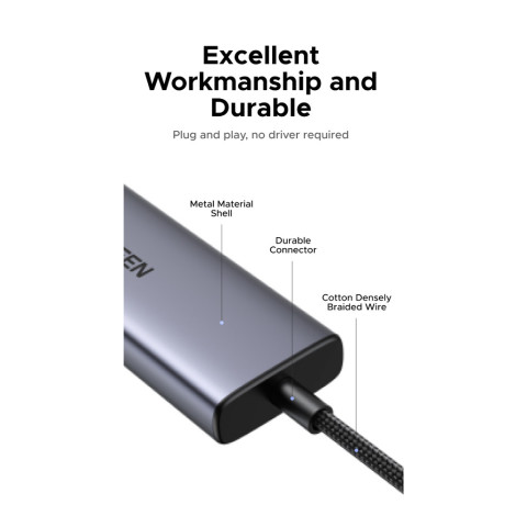 UGREEN อะแดปเตอร์ USB HUB 6-in-1 USB-C to DP 4K60Hz USB-Ax2 USB-Cx2 PD 100W รุ่น 75586 Image6