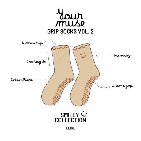 YourMuse - Grip Socks Vol. 2 Beige - Yoga Pilates Barre Woman Socks - ถุงเท้าพิลาทิส ถุงเท้าโยคะ ถุงเท้ากันลื่น ถุงเท้าออกกำลังกาย Image5
