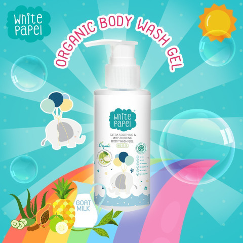 [ซื้อ 4ฟรี1] White Papel (ไวท์พาเพล) เจลอาบน้ำเด็ก สบู่อาบน้ำเด็ก ออร์แกนิค ฟองนุ่ม ล้างง่าย สบายตัว ใช้ได้ทั้งอาบและสระ Image3
