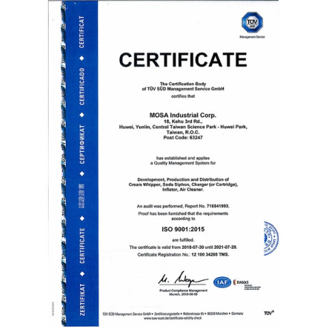 Mosa CO2 Charger หลอดแก๊สสำหรับทำน้ำโซดา หลอดแก๊สสำหรับกระบอกโซดา 6 กล่อง Image6