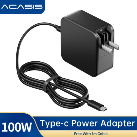 Acasis 100W GAN PD USB C อะแดปเตอร์แปลงไฟสําหรับแล็ปท็อปแท็บเล็ตโทรศัพท์สมาร์ทฟรี 1 เมตร USB-C สายไฟ Image1
