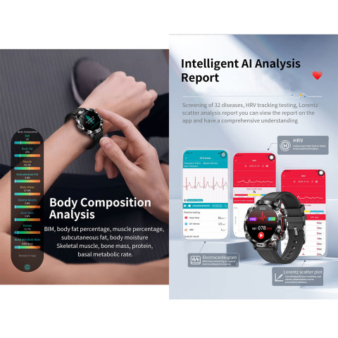 NineWind สมาร์ทวอท์ช ET482ใหม่ AMOLDE HD โทรผ่านบลูทูธ ECG สำหรับแอนดรอยด์ Ios เครื่องวัดการนอนหลับความดันโลหิตน้ำตาลในเลือดไม่ล่วงล้ำผู้ชายผู้หญิงกีฬากลางแจ้งนาฬิกาอัจฉริยะเพื่อสุขภาพสมาร์ทวอท์ช Image5