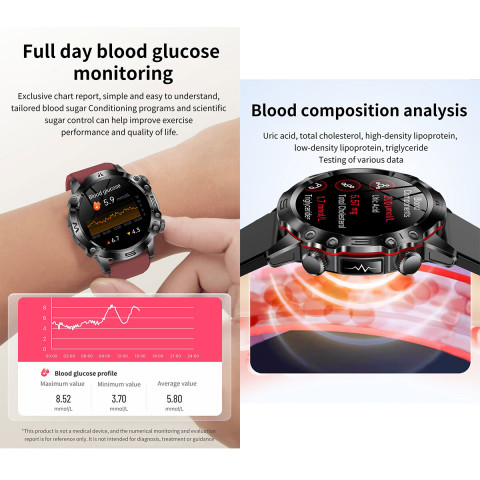 NineWind สมาร์ทวอท์ช ET482ใหม่ AMOLDE HD โทรผ่านบลูทูธ ECG สำหรับแอนดรอยด์ Ios เครื่องวัดการนอนหลับความดันโลหิตน้ำตาลในเลือดไม่ล่วงล้ำผู้ชายผู้หญิงกีฬากลางแจ้งนาฬิกาอัจฉริยะเพื่อสุขภาพสมาร์ทวอท์ช Image3