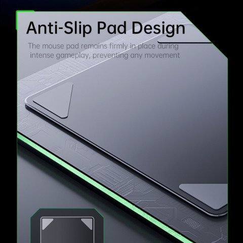 LLANO แผ่นรองเมาส์สําหรับเล่นเกมกระจกนิรภัยพื้นผิวความเร็วสูงเรียบสําหรับ FPS CSGO กันน้ํากันเหงื่อแผ่นกันลื่นสีดํา Image7