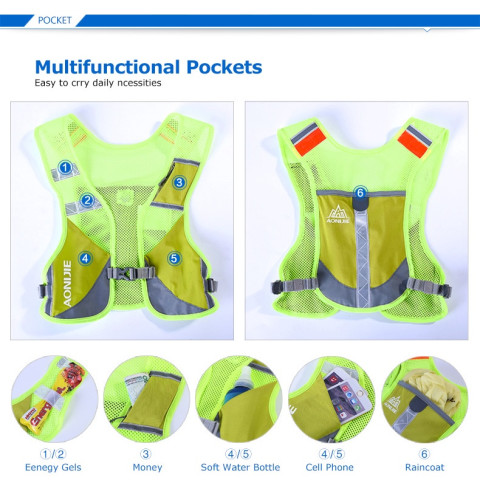 Aonijie E884 กระเป๋าเป้สะพายหลัง สะท้อนแสง 5 ลิตร สําหรับขวดน้ํา 250 มล. Image6