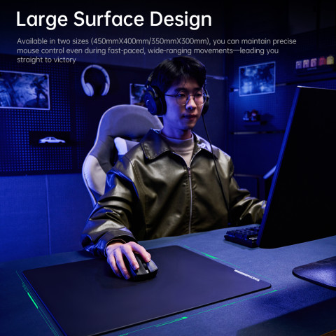 LLANO แผ่นรองเมาส์สําหรับเล่นเกมกระจกนิรภัยพื้นผิวความเร็วสูงเรียบสําหรับ FPS CSGO กันน้ํากันเหงื่อแผ่นกันลื่นสีดํา Image2