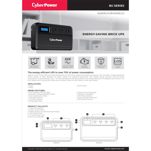Cyberpower เครื่องสำรองไฟ UPS BU600E-AS / BU650E / BU800E-AS / BU1000EA-AS / BU800ELCD / BU1000ELCD Image3