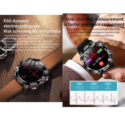 NineWind สมาร์ทวอท์ช ET482ใหม่ AMOLDE HD โทรผ่านบลูทูธ ECG สำหรับแอนดรอยด์ Ios เครื่องวัดการนอนหลับความดันโลหิตน้ำตาลในเลือดไม่ล่วงล้ำผู้ชายผู้หญิงกีฬากลางแจ้งนาฬิกาอัจฉริยะเพื่อสุขภาพสมาร์ทวอท์ช Image2