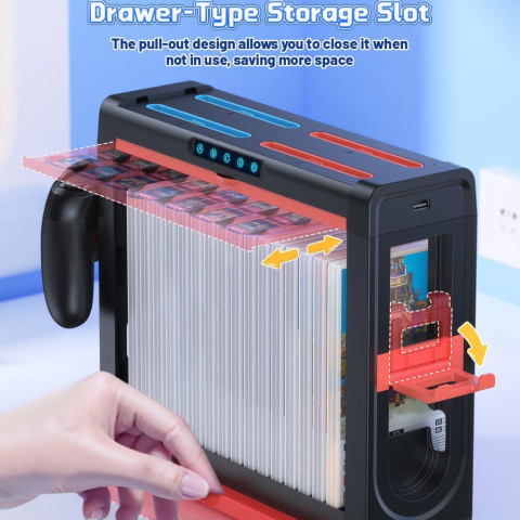 สําหรับสวิทช์ Joycon 1&2 Charger Pro Controller ผู้ถือสวิทช์เกม Storage Tower สําหรับ Nintendo SWITCH & SWITCH 2 / OLED ชาร์จ Dock Station Image2
