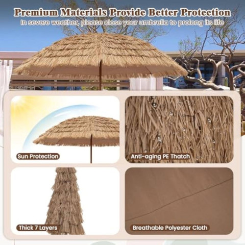 THAILUCKY ร่มฟางเทียม กันแดด กันฝน ขนาดใหญ่ ตกแต่งรีสอร์ท ตกแต่งคาเฟ่ วางริมทะเล Image6