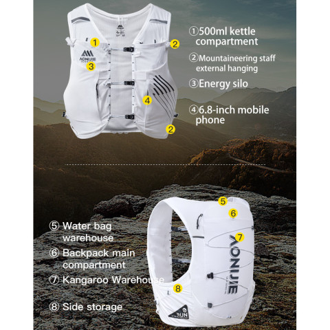 AONIJIE อาโอนิจิ ค9116ไฮเดรชั่แพ็ค10ลความจุสูงวิ่งเสื้อกั๊กไฮเดรชั่สําหรับข้ามประเทศเดินป่าปีนเขาและมาราธอน Image5
