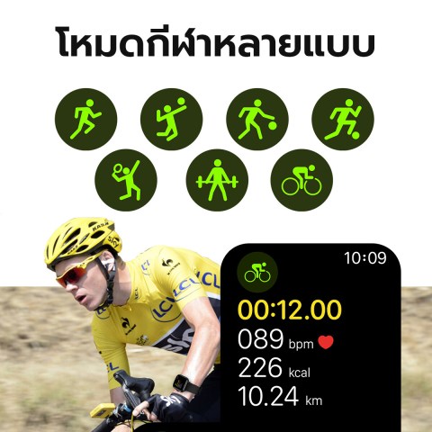 สมาร์ทวอทช์ วัดความดันโลหิต วัดอัตราการเต้นของหัวใจ วัดออกซิเจนในเลือด โหมดออกกำลังกายหลากหลาย รองรับการโทร หน้าจอ 2.01 นิ้ว รองรับ Android IOS Image3