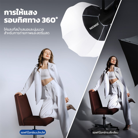 Neewer NS26L 26"/65 ซม. ซอฟท์บ็อกซ์โคมไฟแบบปลดเร็วพร้อมเมาท์ Bowens Image2