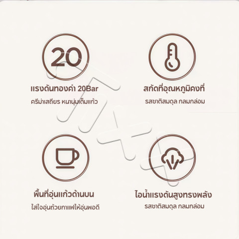 เครื่องชงกาแฟสด Tixx เครื่องชงกาแฟสด เอสเปรสโซ 1.6L ไอน้ำตีฟองนมได้เลย Image7