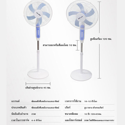 Muller พัดลมแบตเตอรี่พลังงานแสงอาทิตย์ พัดลมพลังงานแสงอาทิตย์ พัดลมแบตเตอรี่ พัดลมตั้งพื้น พัดลมโซล่าเซล Image6