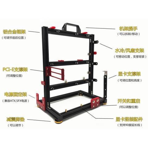 เปิดแชสซี matx ชั้นวางแชสซีคอมพิวเตอร์อลูมิเนียมอัลลอยด์ atx Creative Unique itx Desktop DIY Rack Image7