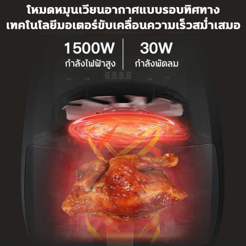 หม้อทอดไร้น้ํามัน 6L Air Fryer มัลติฟังก์ชั่นในครัวเรือน ความจุใหญ่ ระบบสัมผัส หม้อทอดไร้มัน Image4