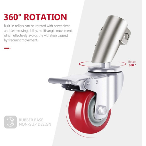 Neewer 3-Pack ล้อหมุนขนาด 75 มม. (ฐานยางโลหะ + ฐาน) – เฉพาะสําหรับ Neewer Photography C Stand (สตูดิโอวิดีโอ) Image5