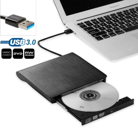 USB 3.0 DVD-RW External Slim Writer / Burner / rewriter / CD Rom Drive แบบพกพา อ่านเขียน Play & Play มีดำยังเดียว Image2