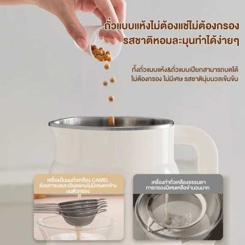 CAMEL เครื่องปั่นน้ำธัญพืช 1000ML เครื่องทำนมถั่วเหลือง เครื่องทำน้ำเต้าหู้ เครื่องบด Image8