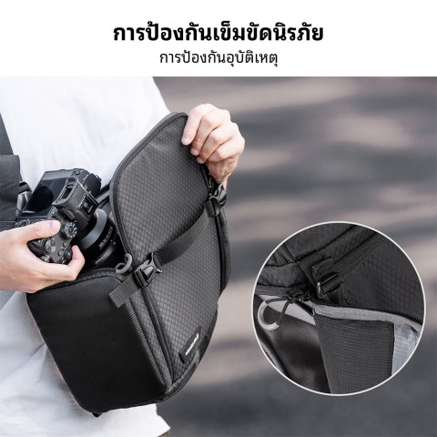 K&F CONCEPT Shoulder Camera Bag 10L Black ถุงถ่ายภาพ  Men Messenger Bag Waterproof Capacity Image5