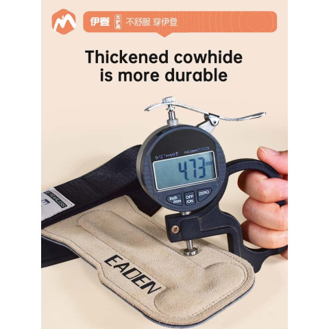 เอเดน ถุงมือยิมหนังวัวพร้อมสายรัดข้อมือกันลื่นหนังป้องกันฝ่ามือสําหรับยกน้ําหนักความแข็งแรง 1 คู่ Image5