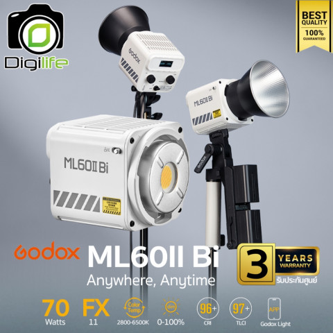 Godox LED ML60II Bi 70W Bi-Color Portable - Godox Mount ( ML-GB, ML-SP-36, ML-CS30, ML-SF50, AD-S65W, AD-S85W ) Digilife Image1