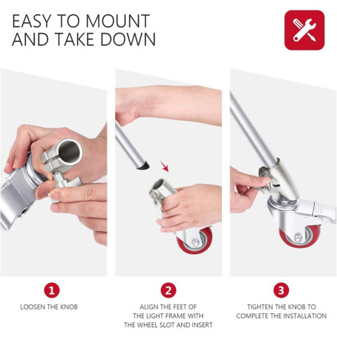 Neewer 3-Pack ล้อหมุนขนาด 75 มม. (ฐานยางโลหะ + ฐาน) – เฉพาะสําหรับ Neewer Photography C Stand (สตูดิโอวิดีโอ) Image4