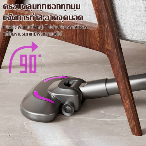 【รับประกัน 5ปี】เครื่องดูดฝุ่นไร้สาย 128000Pa ทำคลีนบ้านทั้งหลังไร้มุมอับแบบ 360° ที่ดูดฝุ่นไร้สาย Vacuum Cleaner Image5