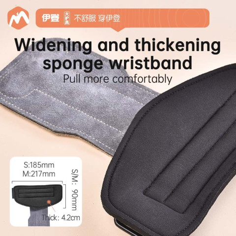 เอเดน ถุงมือยิมหนังวัวพร้อมสายรัดข้อมือกันลื่นหนังป้องกันฝ่ามือสําหรับยกน้ําหนักความแข็งแรง 1 คู่ Image3