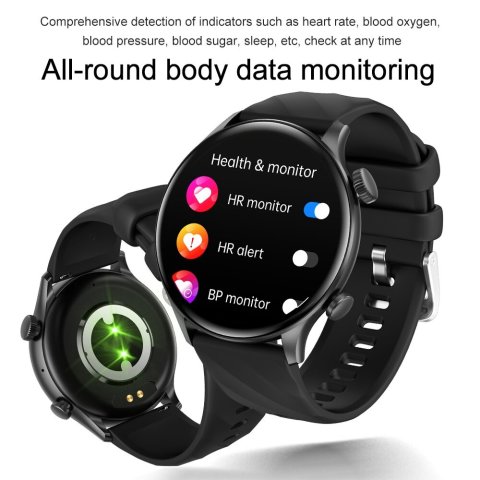 นาฬิกาวัดน้ำตาลในเลือดแบบไม่รุกล้ำสมาร์ทวอท์ชวัดความดันโลหิตวัดอัตราการเต้นของร่างกายวัดความดันโลหิตนาฬิกาอ็อกซิเจนสำหรับผู้ชายผู้หญิงกำไลข้อมือสายรัดข้อมือฟิตเนสกีฬากันน้ำได้โทรผ่านบลูทูธ Image3